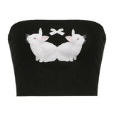 Y2K Rabbit Print Tube Top