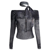 Y2K Tie-Dye Mesh Off-Shoulder Top